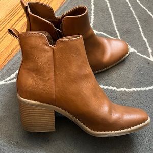 Brown faux leather boots, Universal Threads brand, worn once